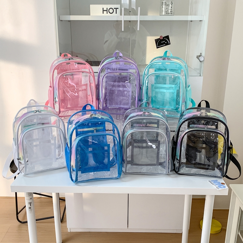 Women Bags In Sale - PVC Transparent Zipper Large Capacity Backpack