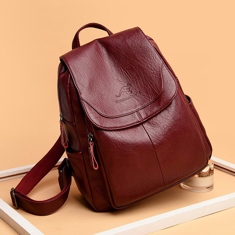 Women Bags In Sale - 9 Color Women Soft Leather Backpacks
