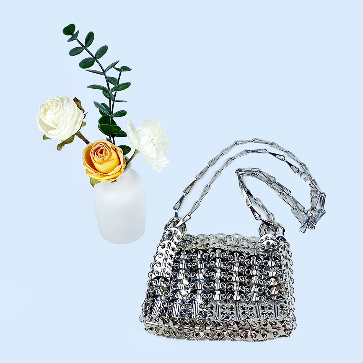 Silver Shiny Bag Handmade Wove - огляд і ціна Women Bags Low Price