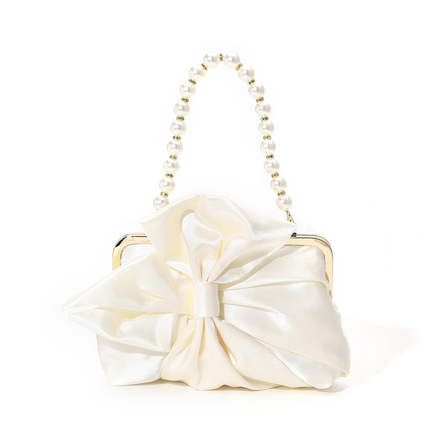 White Satin Big Bow Evening Ba - огляд і ціна Evening Bag Beaded