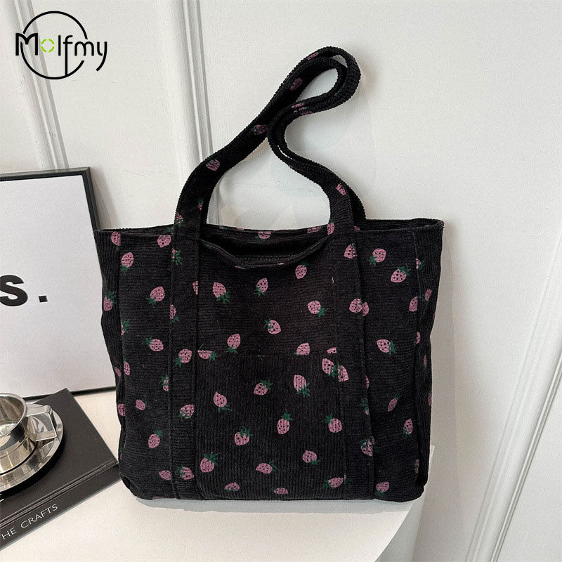 Corduroy Handbag Strawberries  - огляд і ціна Women Bags Low Price