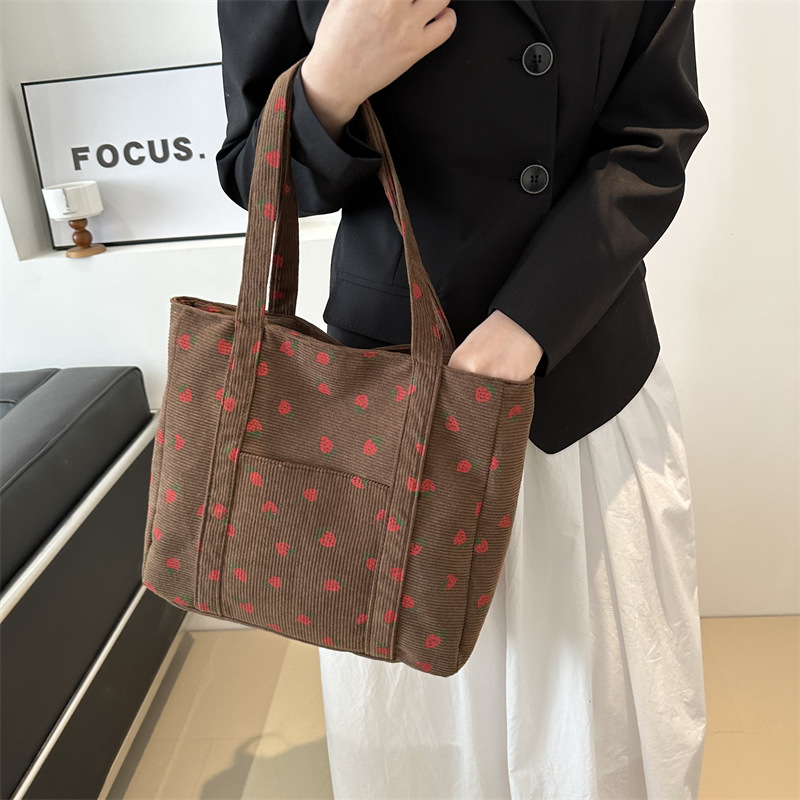 Corduroy Handbag Strawberries  - огляд і ціна Women Bags Low Price