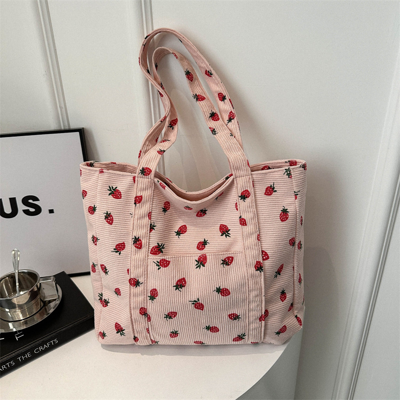 Corduroy Handbag Strawberries  - огляд і ціна Women Bags Low Price